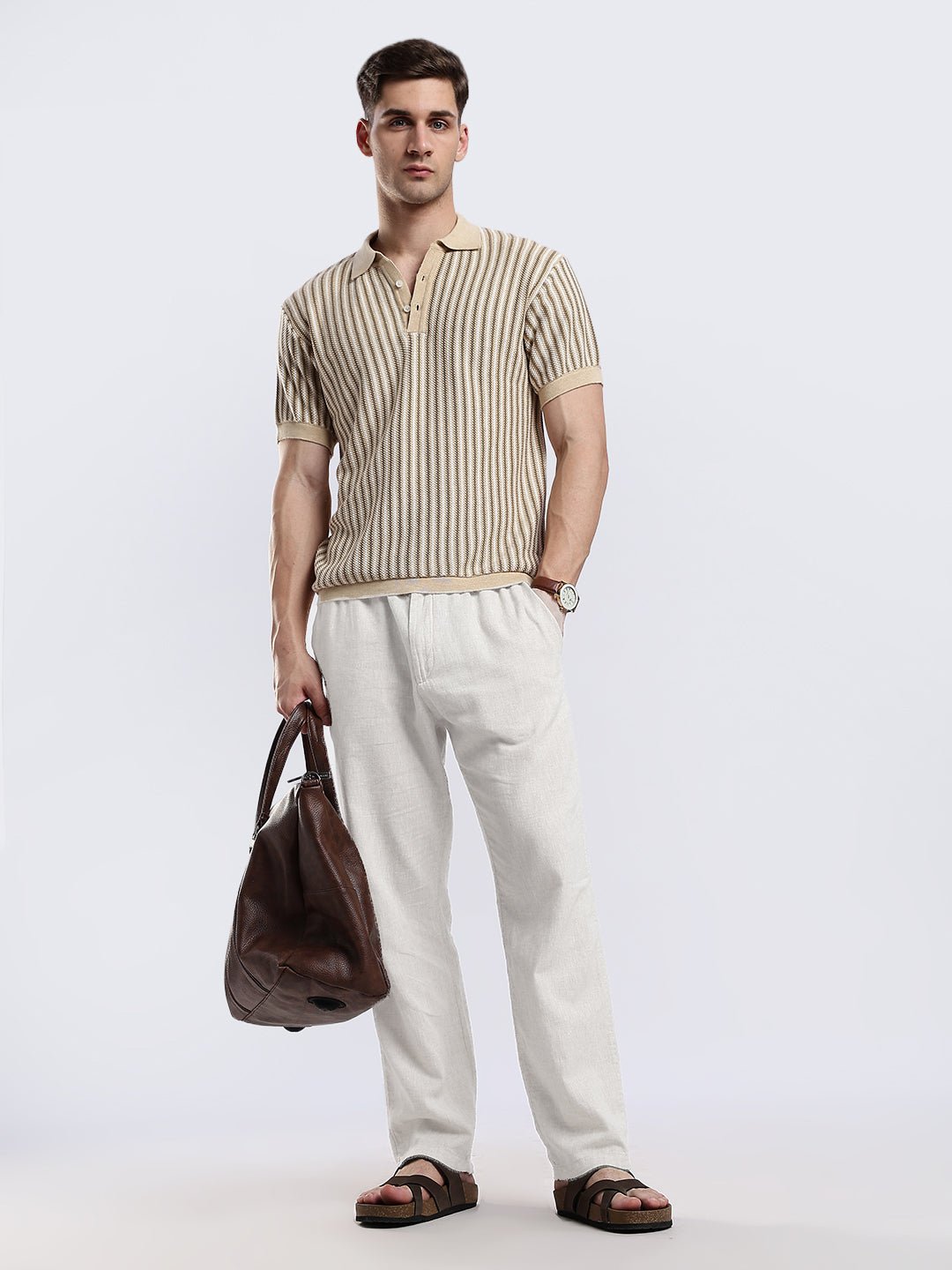 Capri Sandstone Jacquard Knit Polo - Image 3