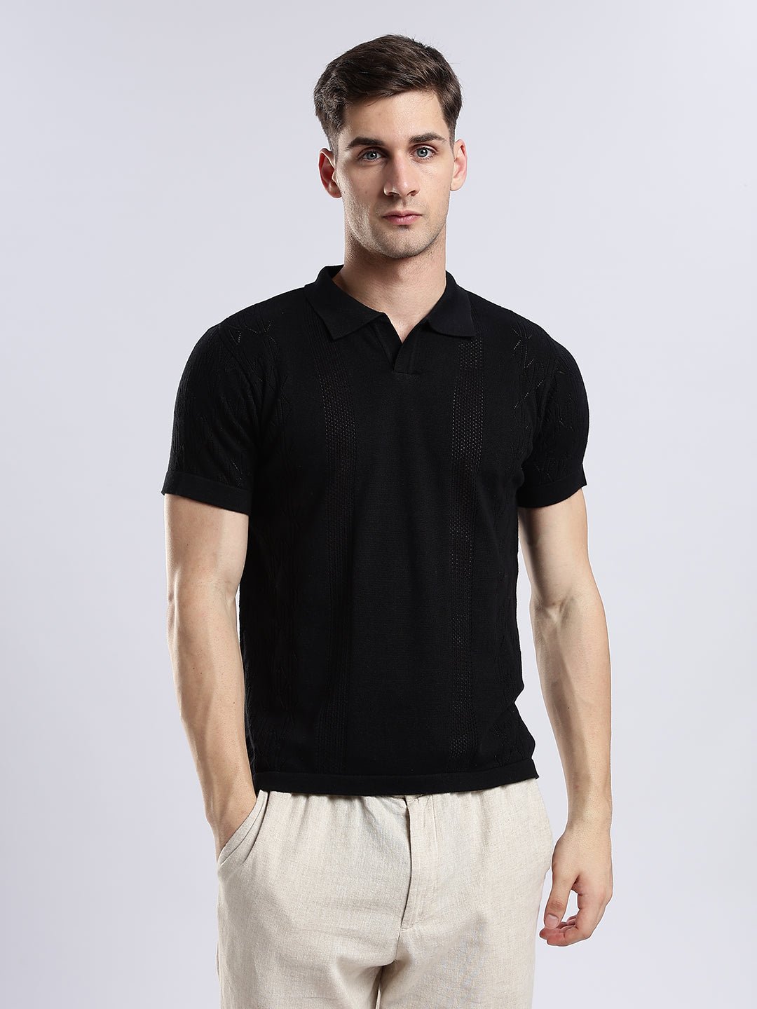 Black Crochet Monarch Polo - Image 6