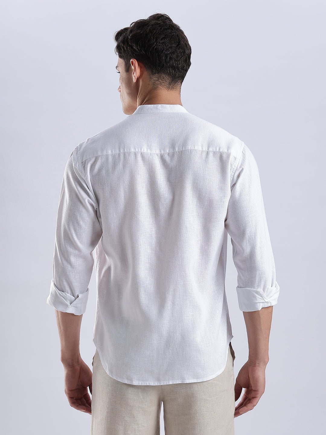 Kyoto Linen Mandarin Shirt in Yuki White - Image 4