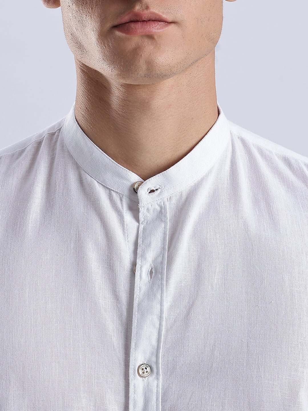 Kyoto Linen Mandarin Shirt in Yuki White - Image 7