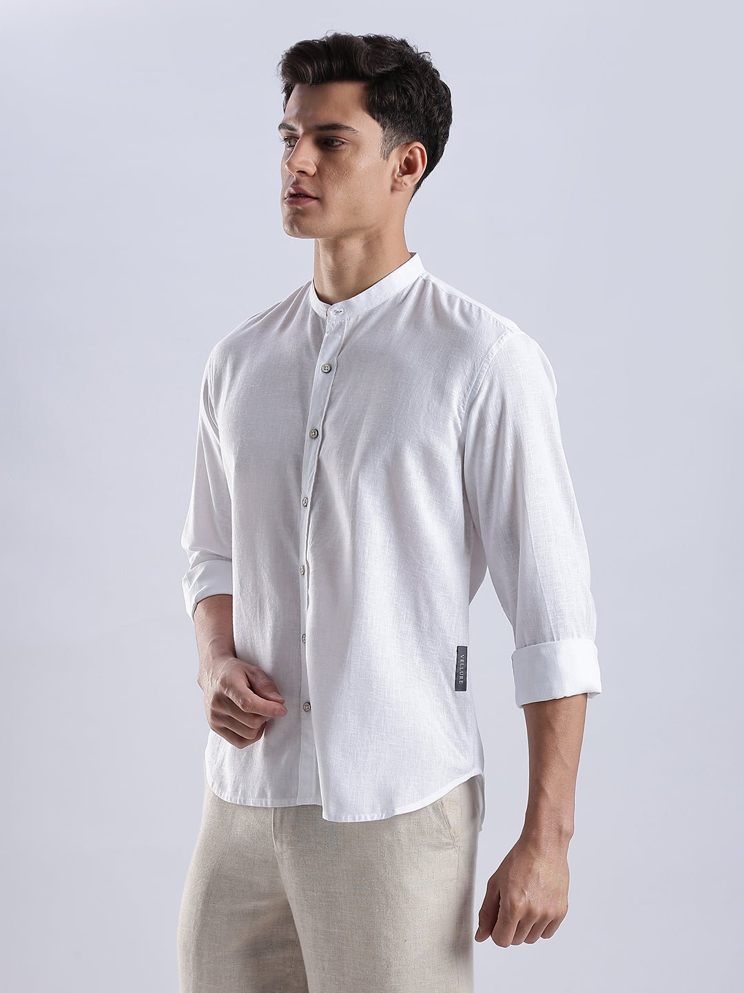 Kyoto Linen Mandarin Shirt in Yuki White - Image 6