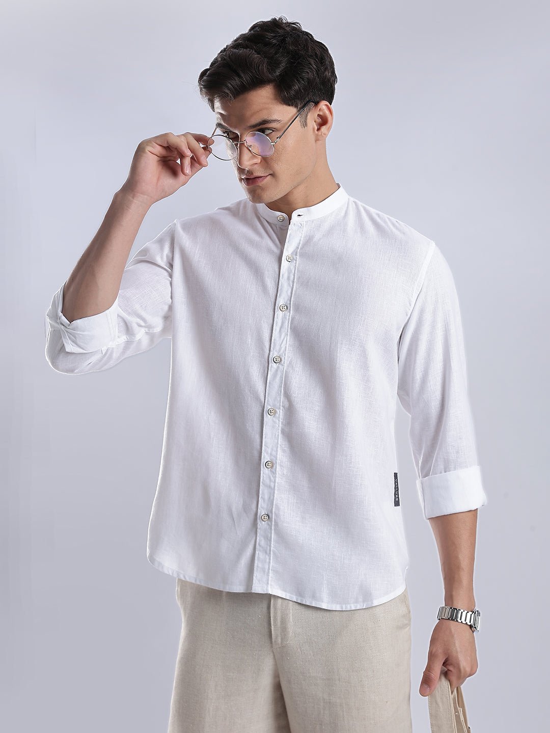 Kyoto Linen Mandarin Shirt in Yuki White - Image 8