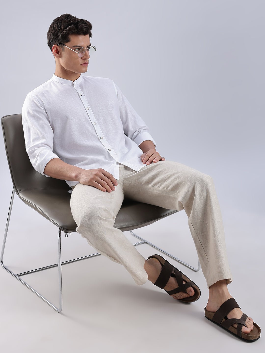 Kyoto Linen Mandarin Shirt in Yuki White - Image 9