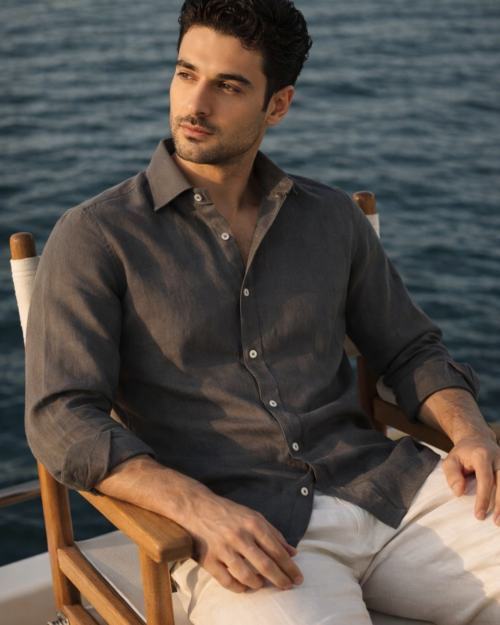 100% Linen Soft Touch Charcoal Grey Shirt