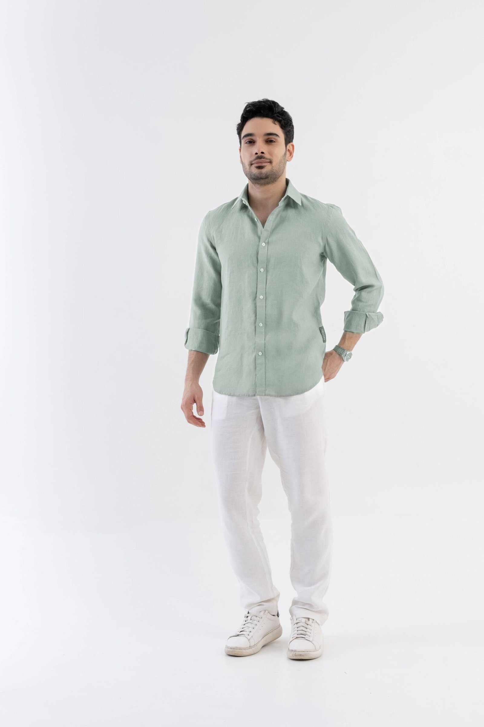 100% Linen Soft Touch Shirt in Lust Sage - Image 6