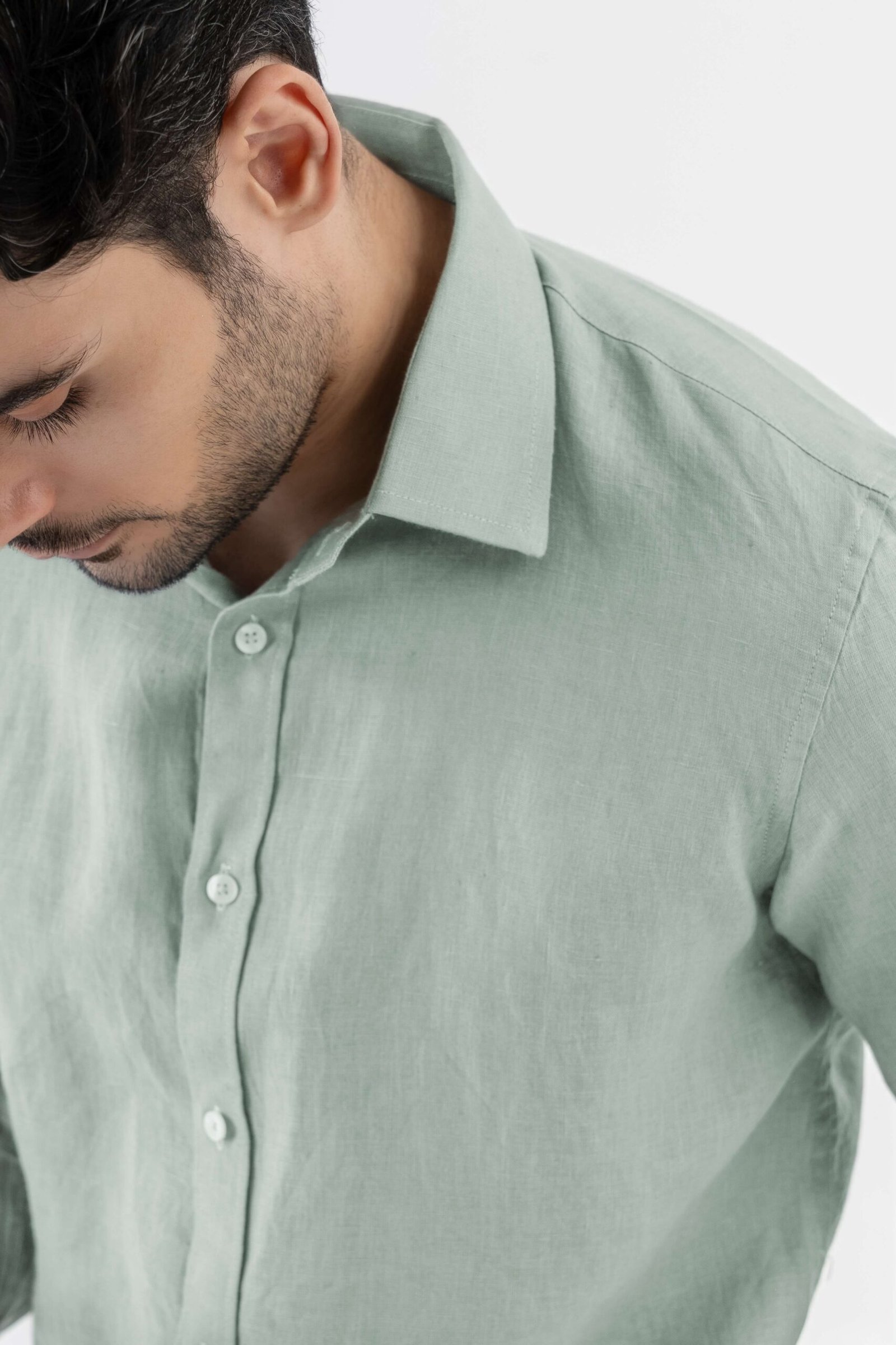 100% Linen Soft Touch Shirt in Lust Sage - Image 5